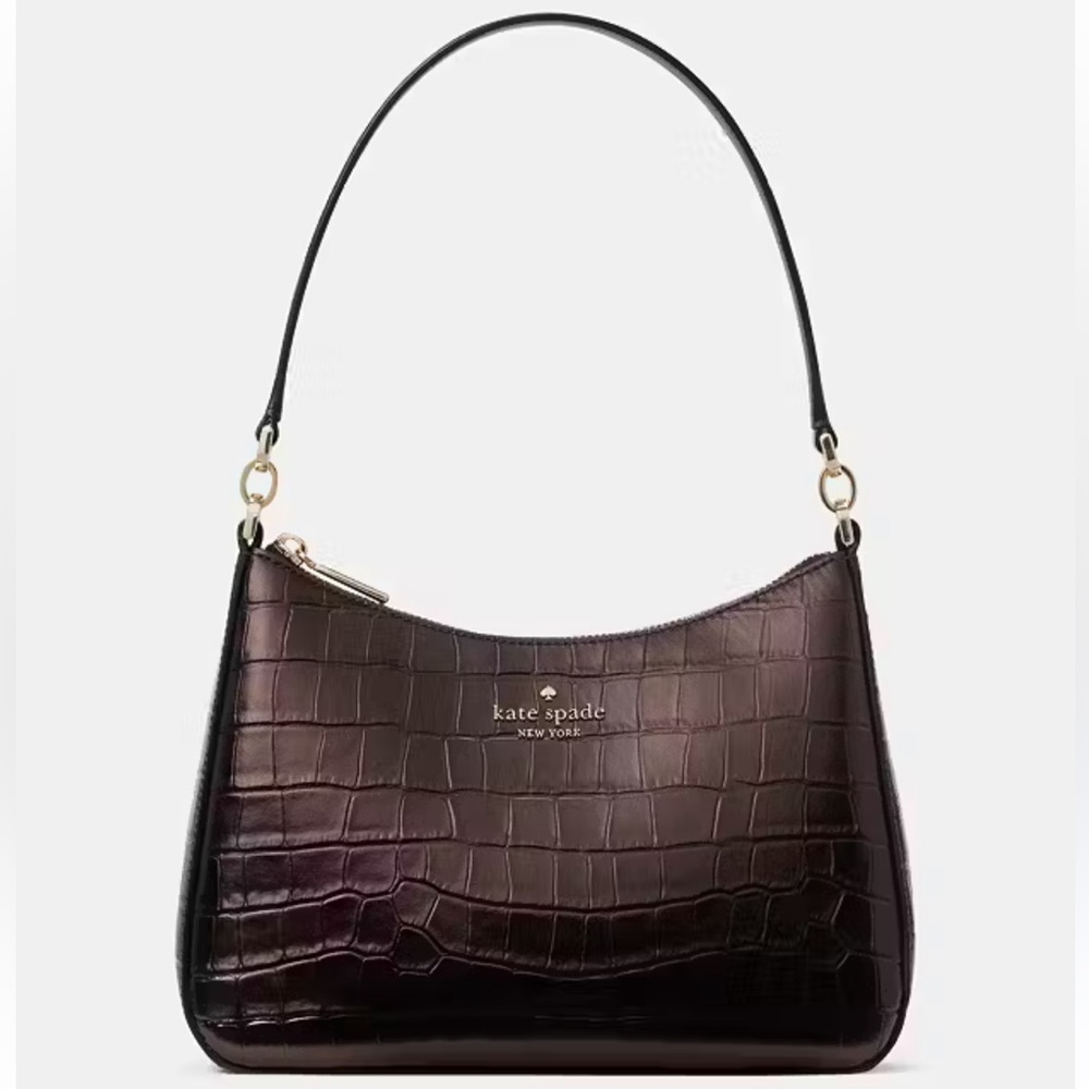 KATE SPADE Margot Metallic Croc Embossed Convertible Shoulder Bag NWT